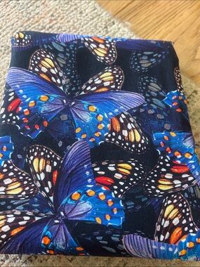 Refresh Butterfly Calendar Fabric - Black, Blue & Orange